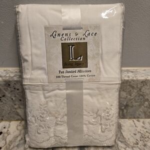 Living Legacy Linens & Lace Collection 200 Thread Count White Pillowcases Lace